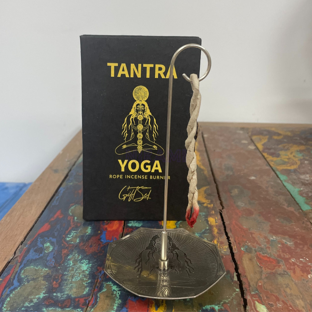 Siete Chakras - Set Incienso Cuerda y Porta Incienso Plateado