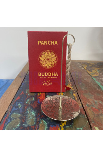 Pancha Buddha - Set Incienso Cuerda y Porta Incienso Plateado