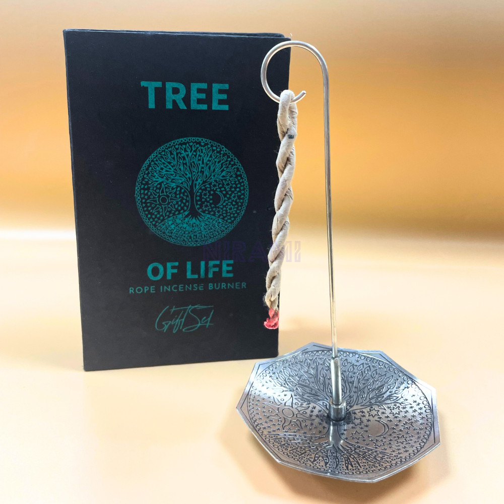 Árbol de la Vida - Set Incienso Cuerda y Porta Incienso Plateado