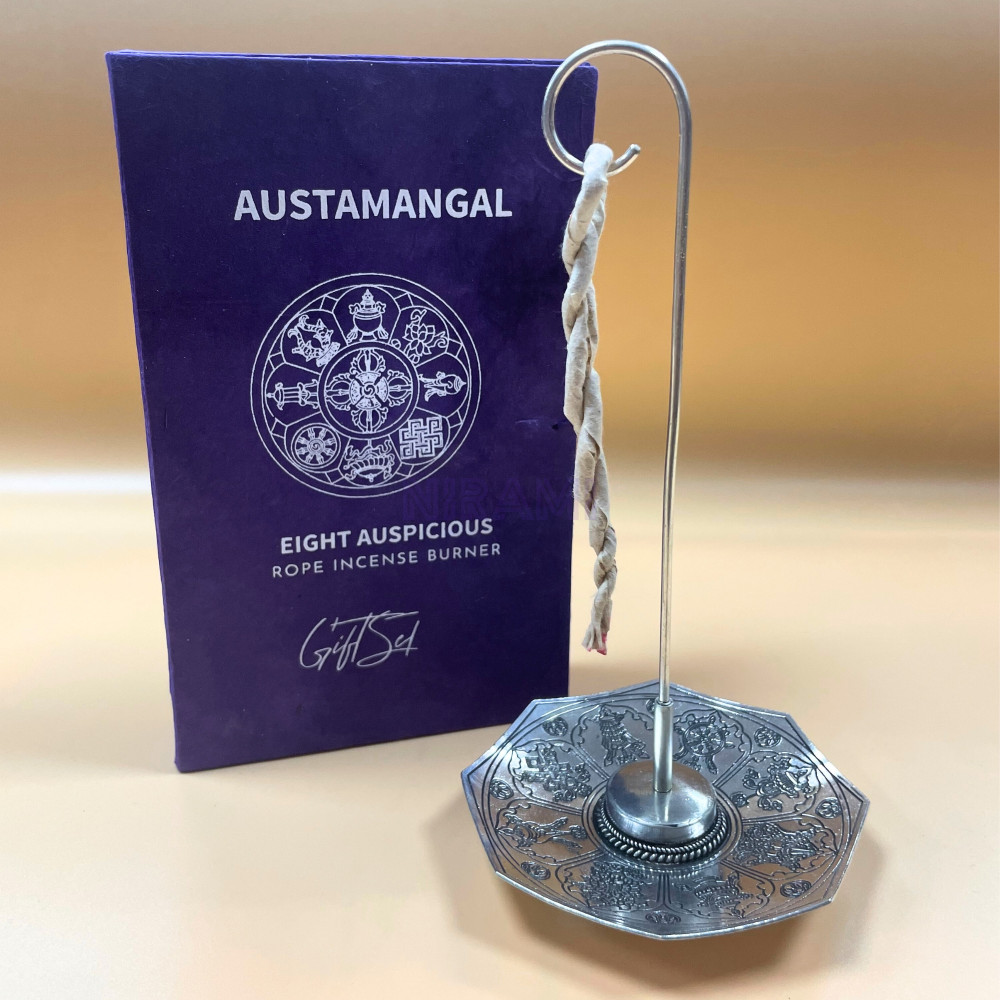 Astamangal - Set Incienso Cuerda y Porta Incienso Plateado 