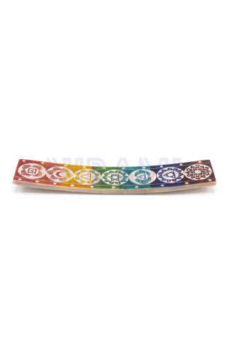 Porta Incienso de Esteatita Siete Chakra - 26x5cm