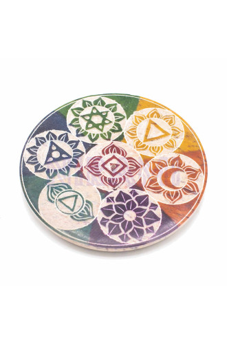 Porta Incienso en Disco de Esteatita 10cm - Siete Chakras