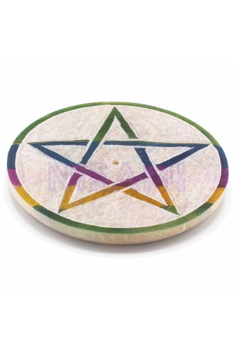 Porta Incienso en Disco de Esteatita 8cm - Pentágono
