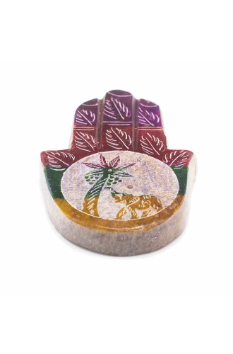 Porta Incienso Hamsa de Esteatita 9x6cm - Elefante y Palma