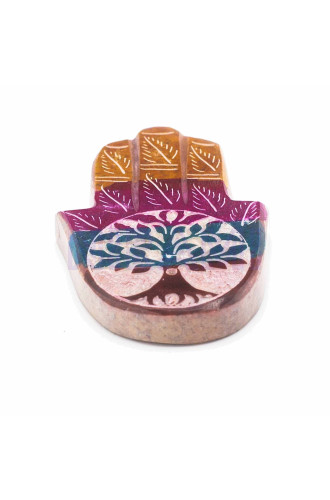 Porta Incienso Hamsa de Esteatita 9x6cm - Árbol de la Vida