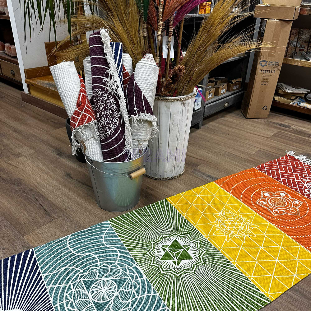 Alfombra de Yoga 100% Algodón - 60x200cm - 7 Chakras