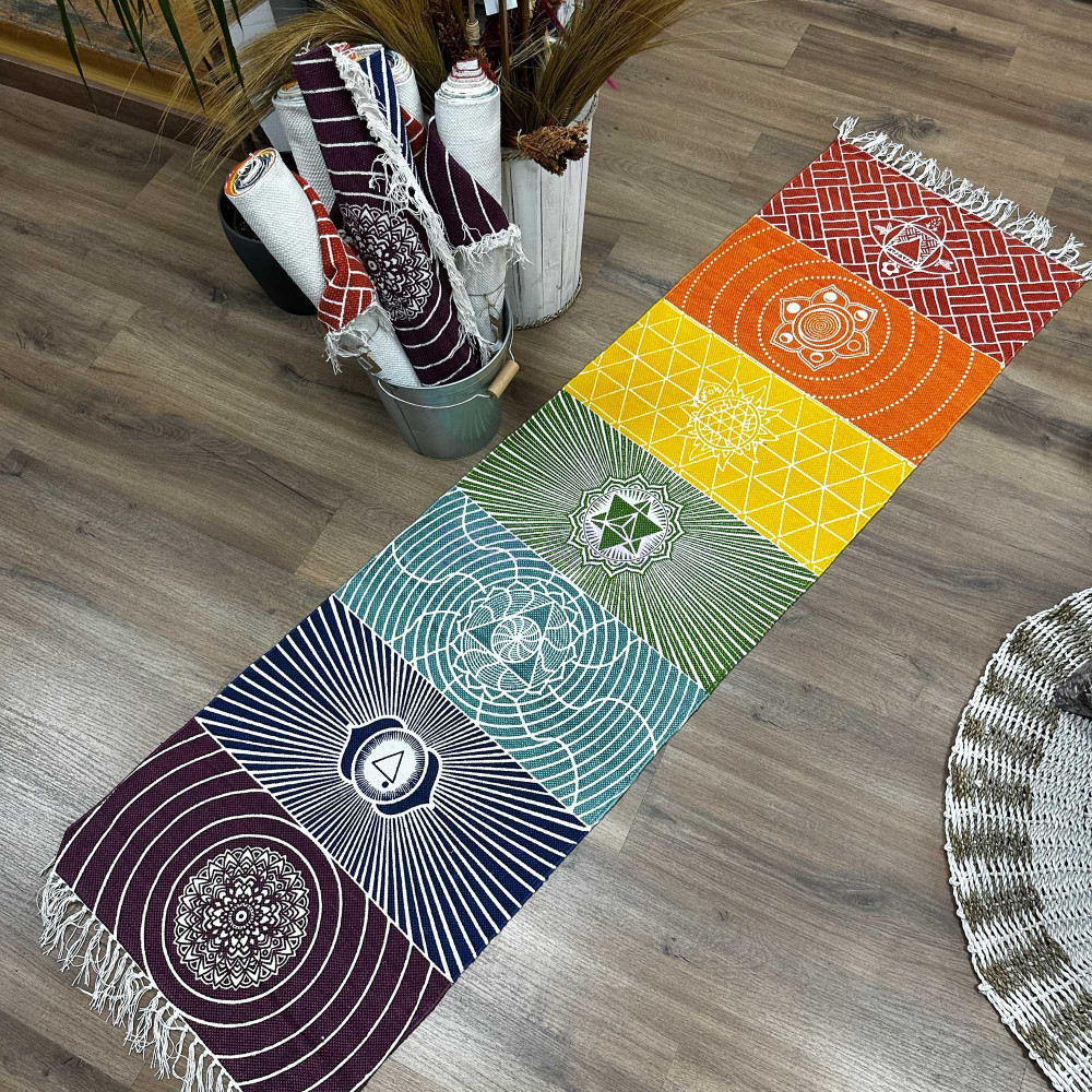 Alfombra de Yoga 100% Algodón - 60x200cm - 7 Chakras