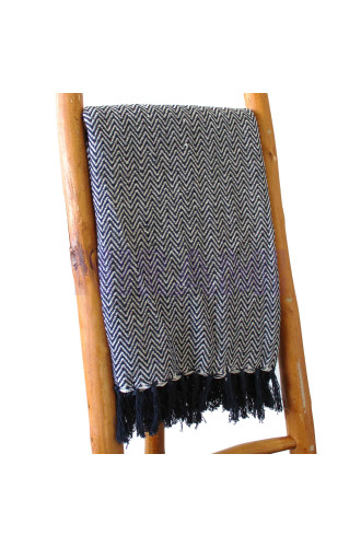 Mantas Boho Comfort - 125x150cm - Azul marino Zigzag