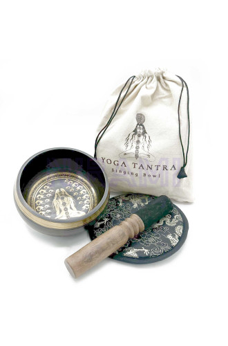 Set de regalo de cuenco tibetano batido y grabado a mano - 14 cm - Yog…