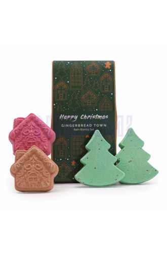 Paquete regalo bombas baño navideñas Gingerbread Town