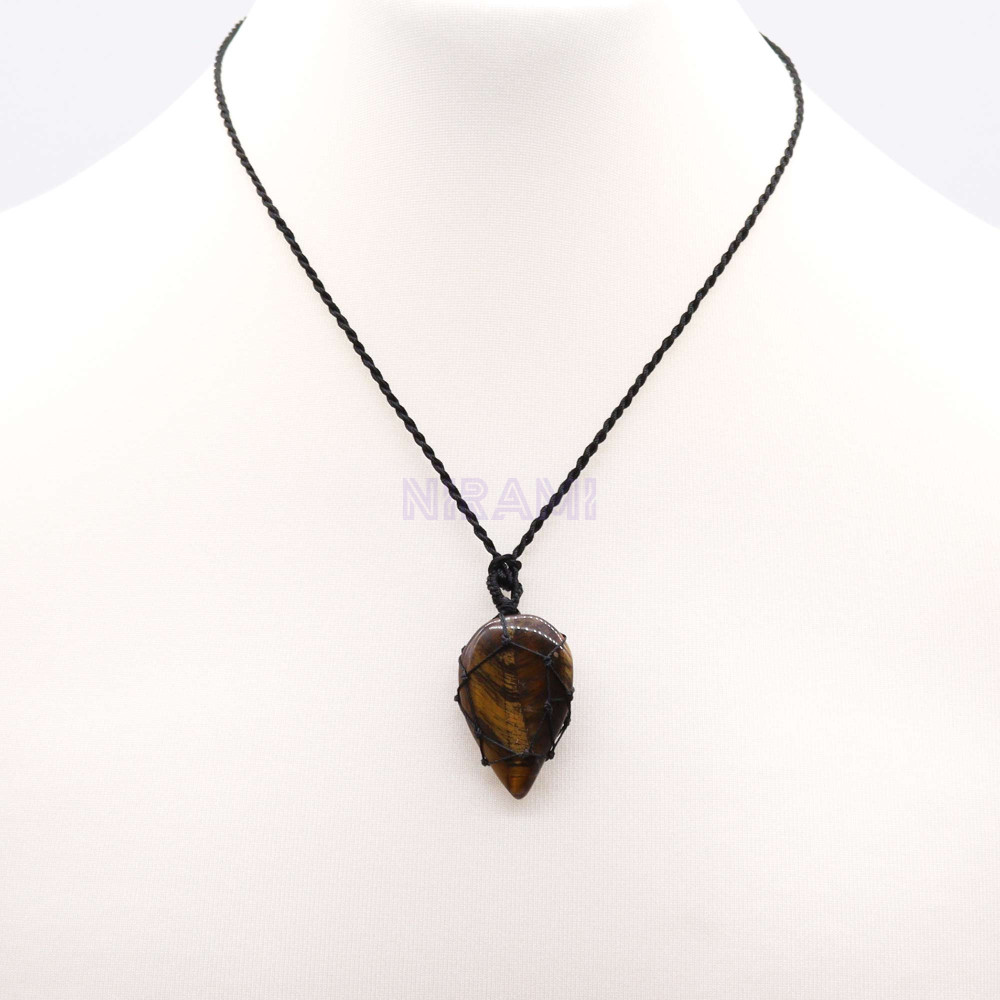 Colgante de lágrima de piedras preciosas entrelazada - Ojo de tigre