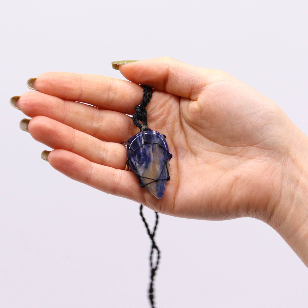 Colgante de lágrima de piedras preciosas entrelazada - Sodalita