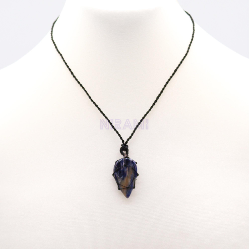 Colgante de lágrima de piedras preciosas entrelazada - Sodalita