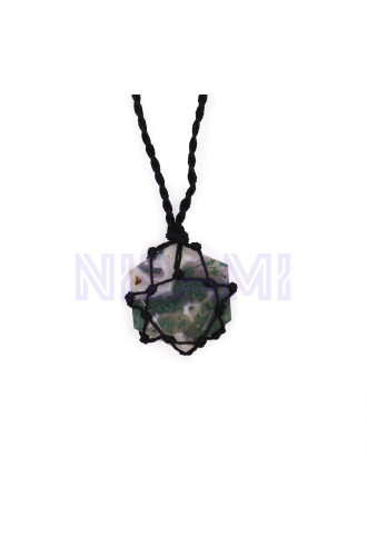 Colgante hexagonal de piedras preciosas entrelazada - Ágata de musgo