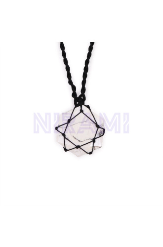 Colgante hexagonal de piedras preciosas entrelazada - Howlita blanca