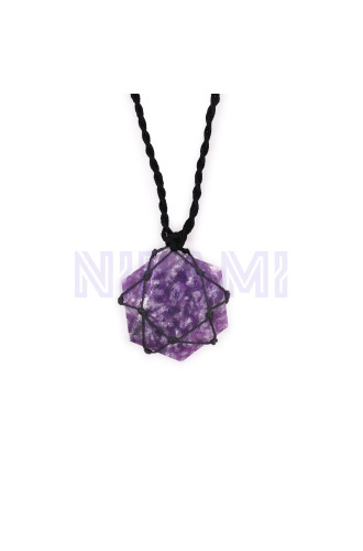 Colgante hexagonal de piedras preciosas entrelazada - Lepidolita