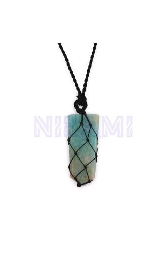 Colgante de punta plana con piedras preciosas entrelazada - Amazonita