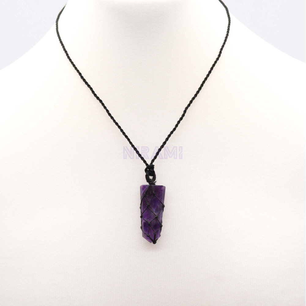 Colgante de punta plana con Piedras Preciosas - Amatista