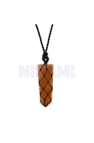 Colgante de punta plana con piedras preciosas entrelada - Cuarzo Dorad…