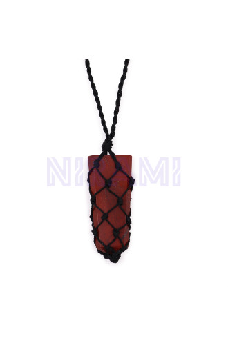 Colgante de punta plana con piedras preciosas entrelazada - Jaspe rojo
