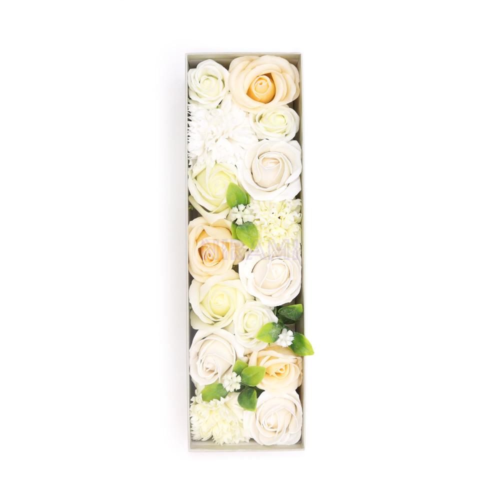 Bendiciones de Boda Blanco y Marfil Caja Regalo Larga Flores Jabón