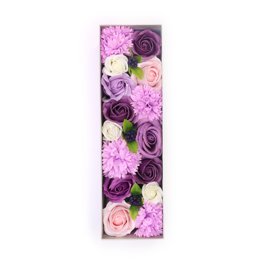 Rosa Lavanda y Clavel Caja Regalo Larga Flores Jabón 