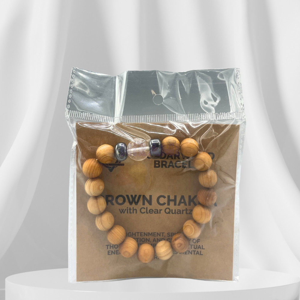 Cedarwood Crown Chakra Bangle with Clear Quartz