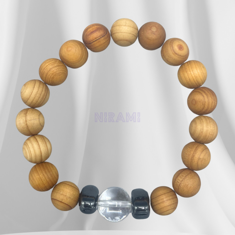 Cedarwood Crown Chakra Bangle with Clear Quartz