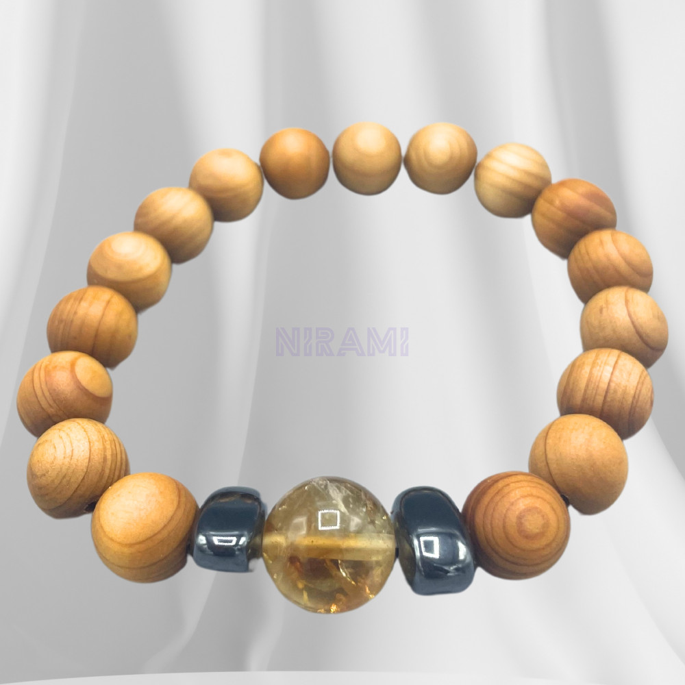Cedarwood Solar Plexus Chakra Bangle with Citrine