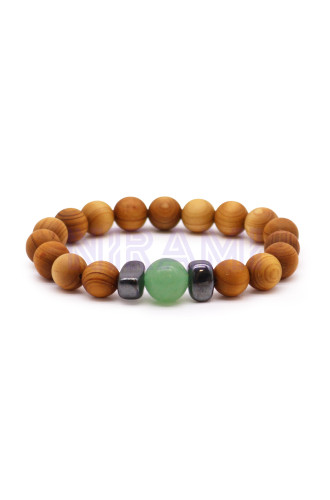 Pulsera de Cedro - Chakra Sacro - Aventurina verde