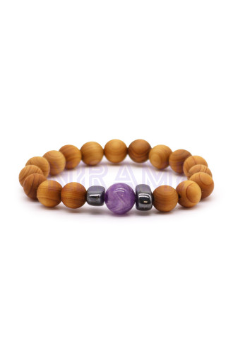 Pulsera de Cedro - Chakra del Tercer Ojo - Amatista