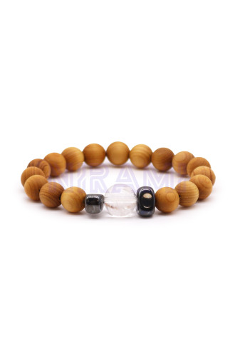 Pulsera de Cedro - Chakra Corona - Cuarzo Claro