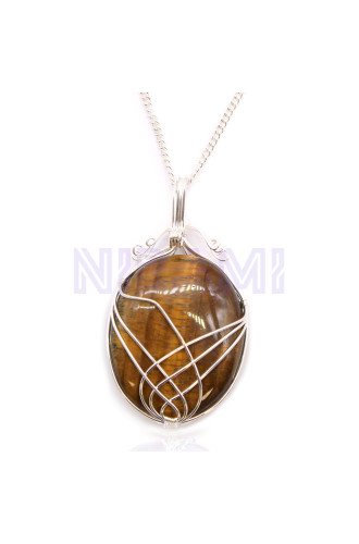 Collar de Gemas Envueltas en Cascada - Ojo de Tigre 