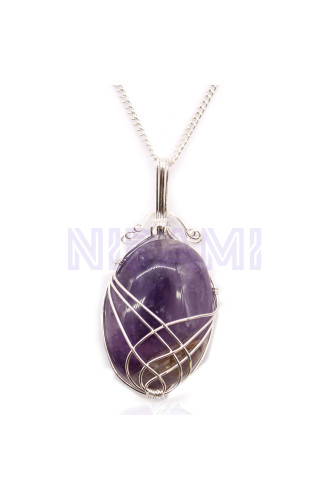 Collar de gemas envueltas en espiral - Ametista
