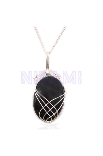 Collar de Piedras Preciosas Envueltas en Cascada - Ónix Negro
