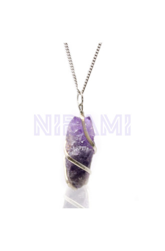 Collar de Gemas Envueltas en Cascada - Amatista en bruto