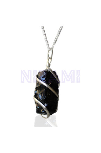 Collar de Piedras Preciosas Envueltas en Cascada - Ónix Negro en brut…