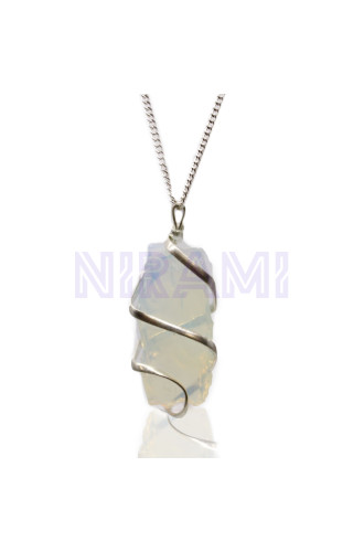 Collar de gemas envueltas en espiral - Opalita en bruto