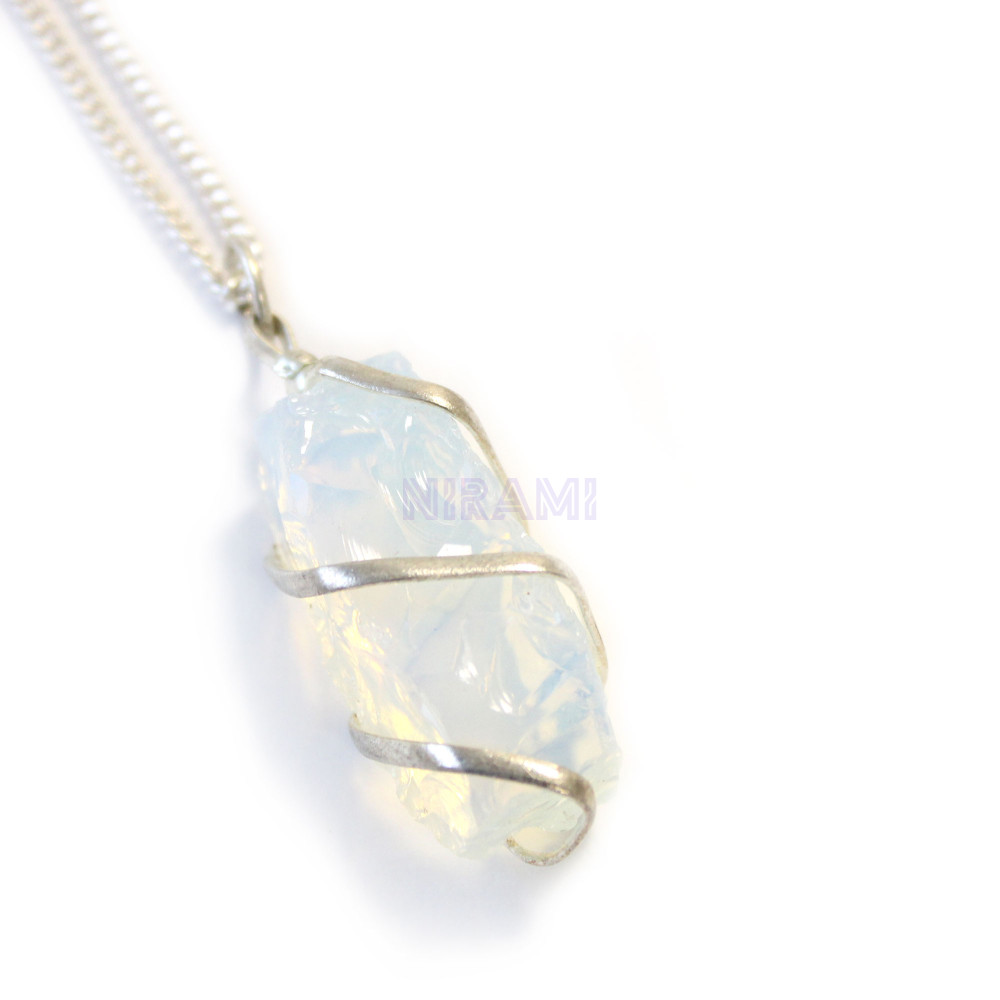 Collar de gemas envueltas en espiral - Opalita en bruto