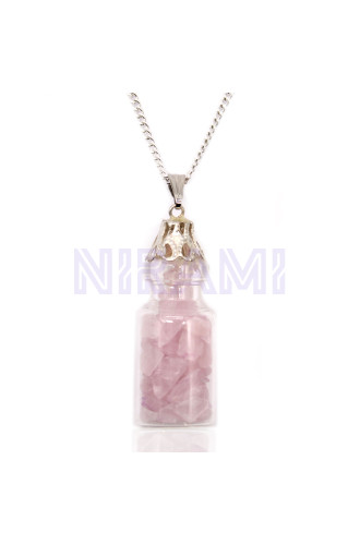 Collar de Piedras Preciosas Embotelladas - Cuarzo Rosa