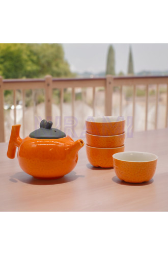 Set de Tetera - Naranja - Tetera & Cuatro tazas