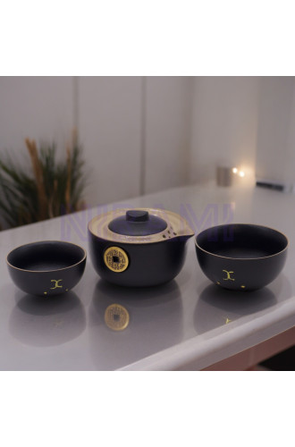 Set de tetera - Gato del Dinero - Dos tazas & Estuche de viaje - N…