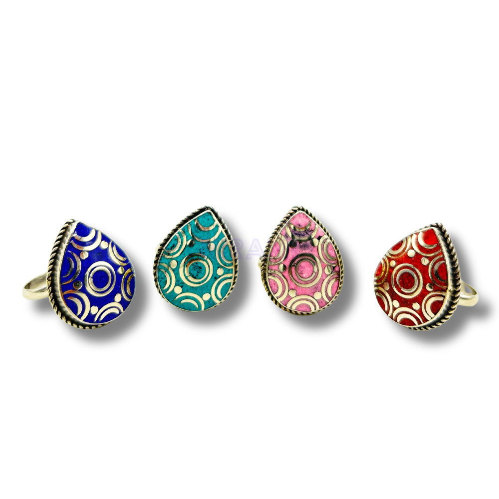 Anillo de lágrimas estilo nepalí (4 colores)