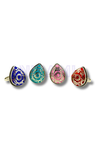 Anillo de lágrimas estilo nepalí (4 colores)