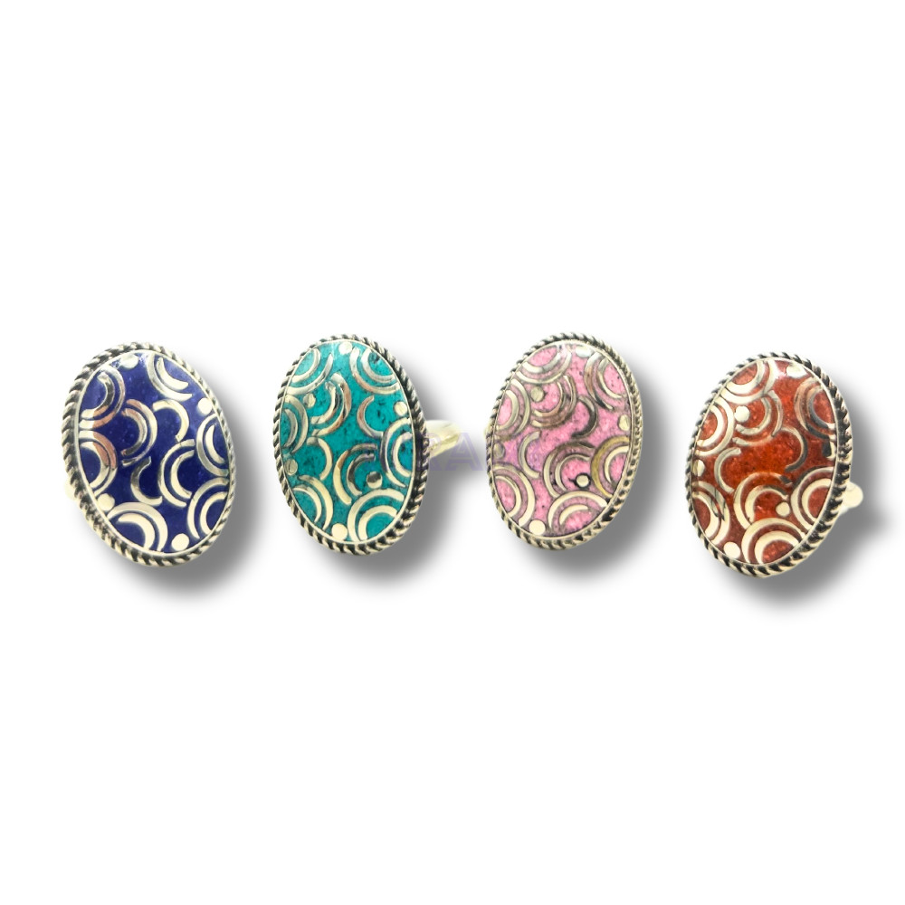 Anillo ovalado estilo nepalí (4 colores)