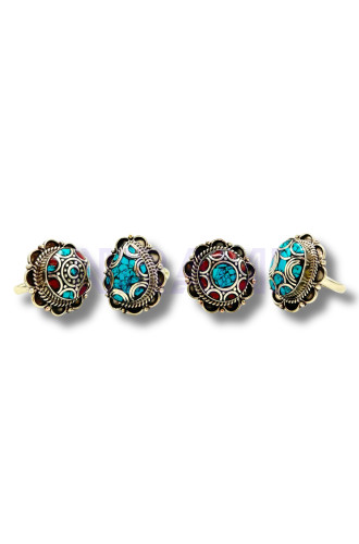 Anillo de Turquesa Estilo Nepalí (4 estilos)