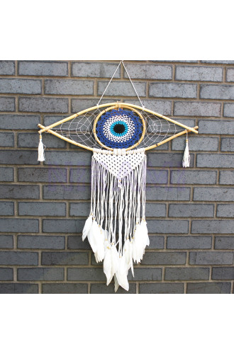 Atrapasueños - Lrg Macramé Mal de Ojo Azul / Blanco / Negro