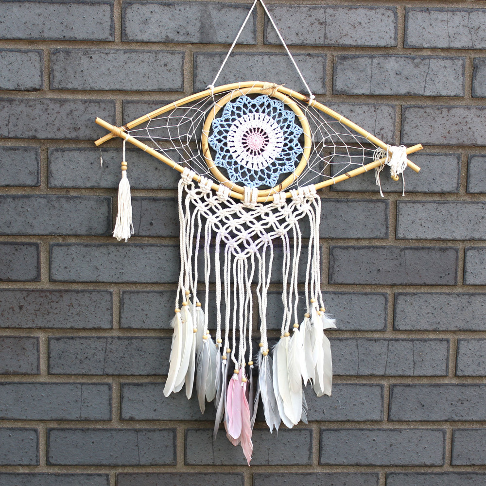 Protection dreamcatcher - Med Macrame Eye Blue/ Whie/Pink