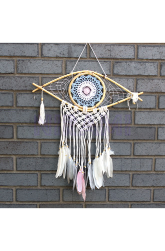 Atrapasueños Protección - Med Macramé Eye Azul / Blanco / Rosa