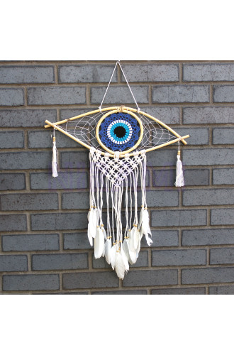 Atrapasueños Protección - Med Macramé Evil Eye Azul / Blanco / Negr…